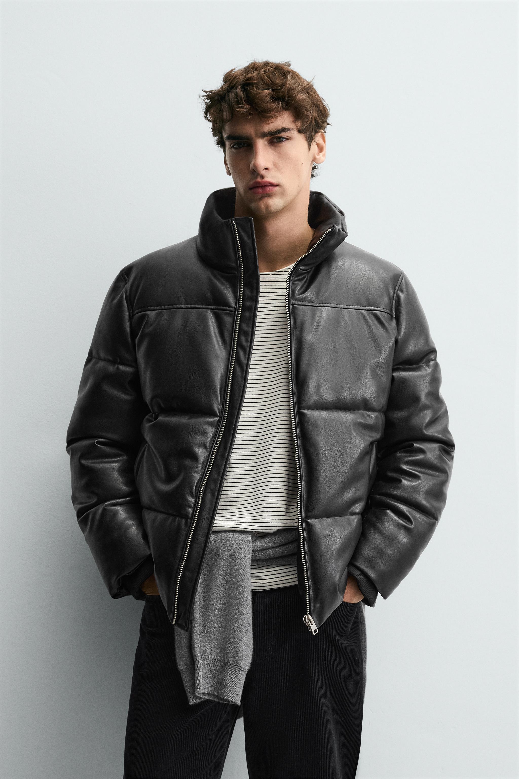 FAUX LEATHER PUFFER JACKET
